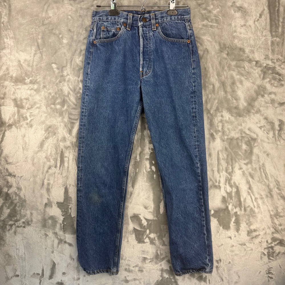 Levis 501 Vintage 87 Original Fit Button Fly Straight Leg Blue Denim Jeans 28x29